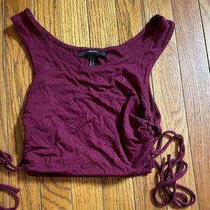 Purple crop tank top with lace up sides